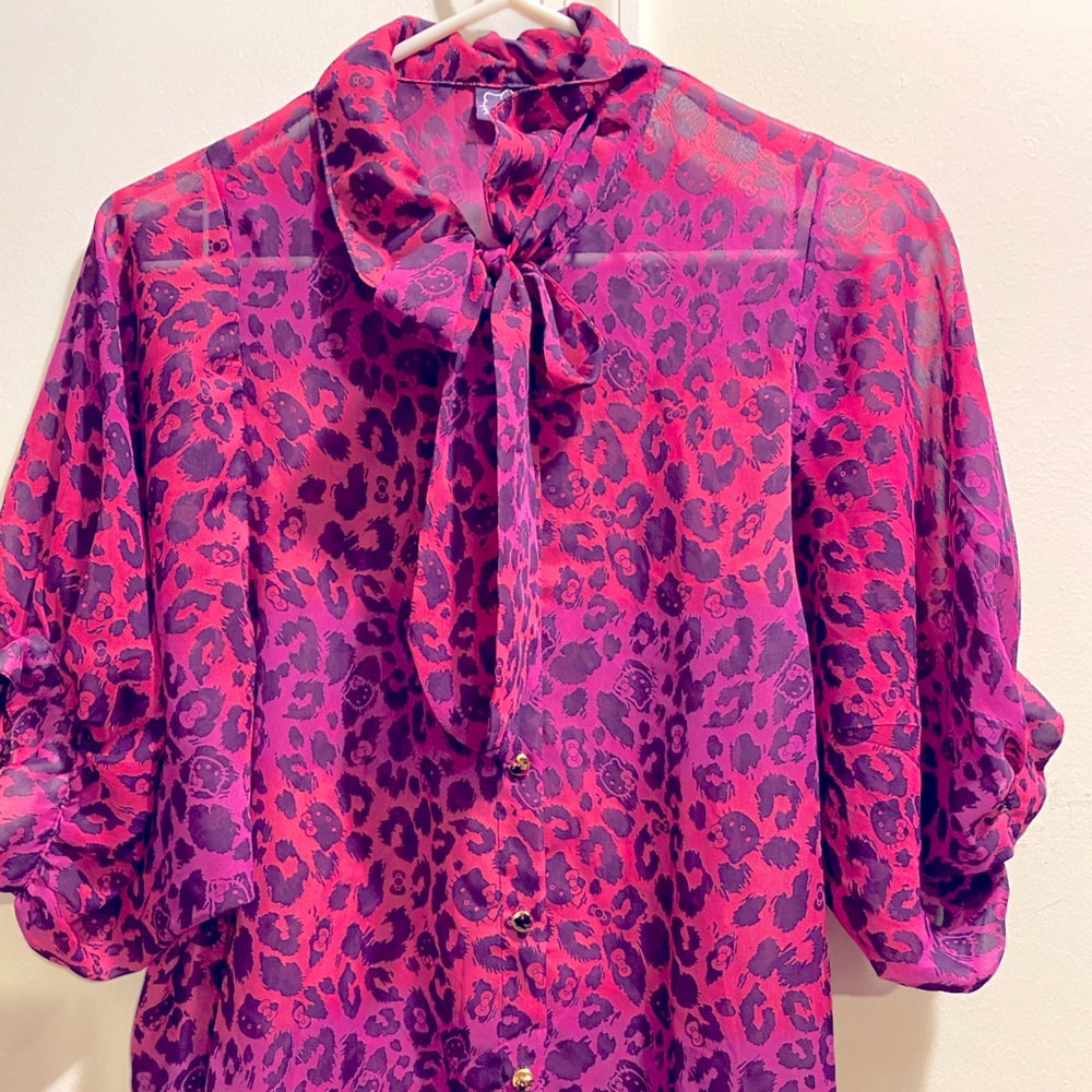 Hello Kitty Pink & Purple blouse with bow tie